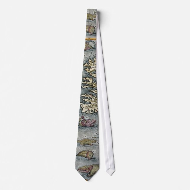 Ortelius Map Sea Monsters Tie (Front)