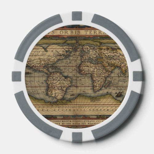 Ortelius World Map 1570 Poker Chips