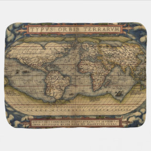 Ortelius World Map 1570 Receiving Blanket