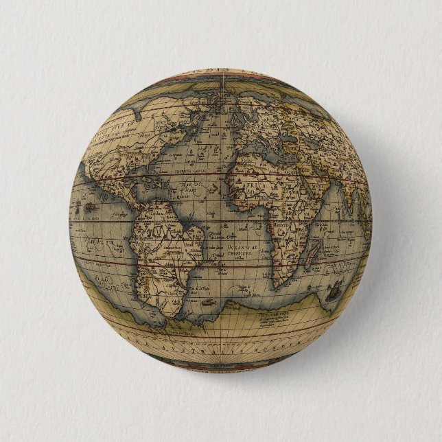 Ortelius World Map Pinback Button (Front)