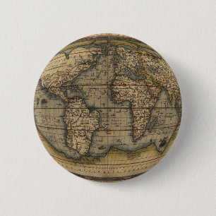 Ortelius World Map Pinback Button