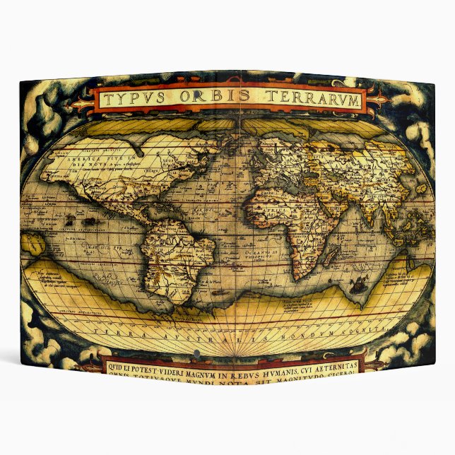 Ortellius World Map 1570 3 Ring Binder (Background)
