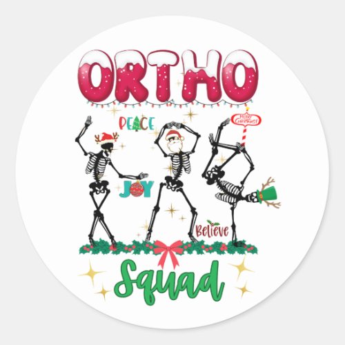 Ortho Christmas Squad Ortho Orthopedic Coworkers M Classic Round Sticker