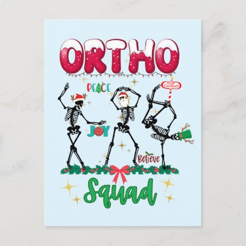 Ortho Christmas Squad Ortho Orthopedic Coworkers M Postcard