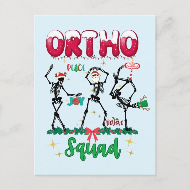 Ortho Christmas Squad Ortho Orthopedic Coworkers M Postcard (Front)
