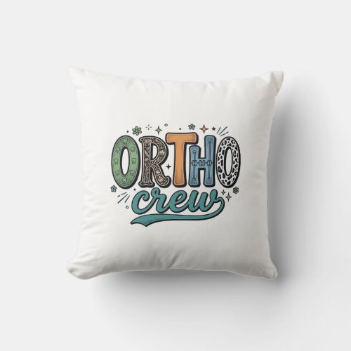 Ortho Crew Vintage Dental Team Vector Design_1 Throw Pillow