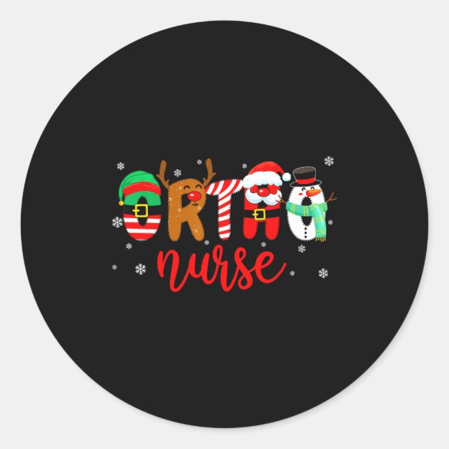 Ortho Nurse Christmas Shirt Nurse Xmas Party Cna N Classic Round Sticker (Front)