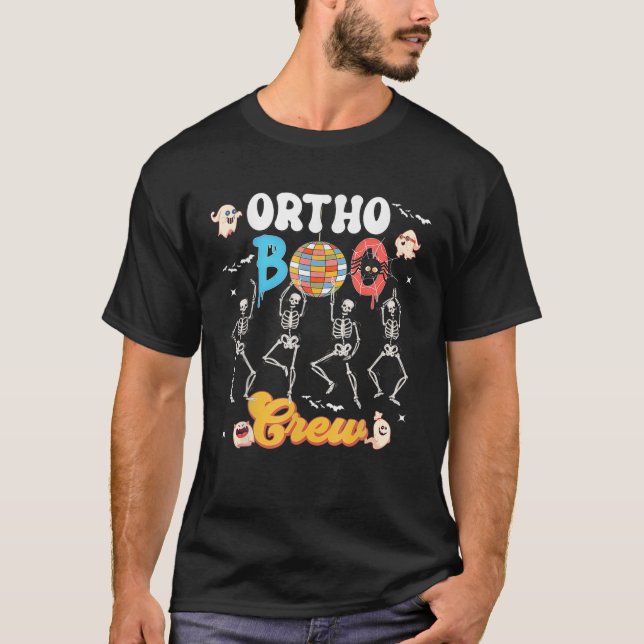 Ortho Orthopedic Halloween Boo Crew Dance Skeleton T-Shirt (Front)