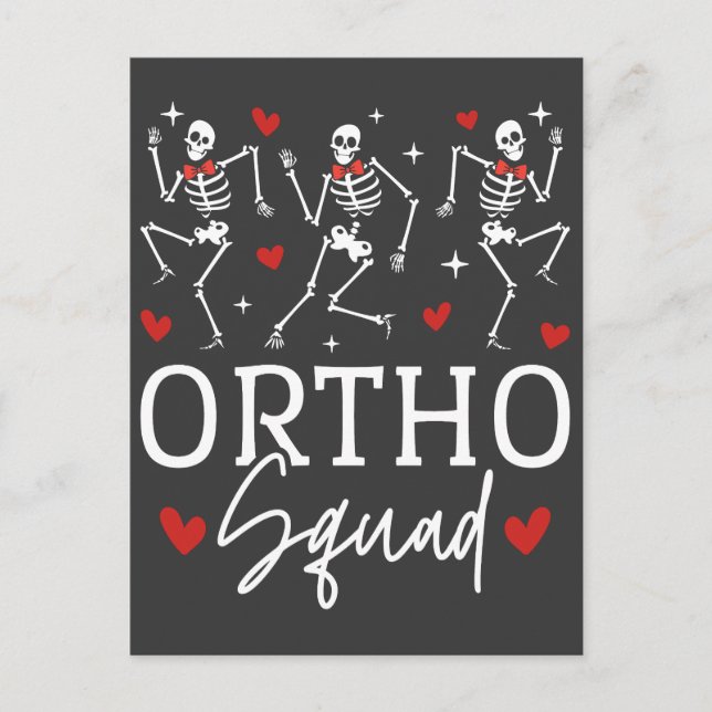 Ortho Squad Dancing Skeleton Valentine Postcard (Front)