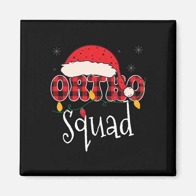 Ortho Squad Plaid Fun Christmas Orthopedics Crew X Magnet (Front)