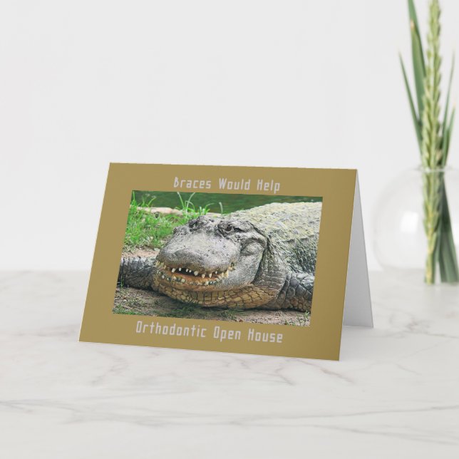 Orthodontic Open House Alligator with Bad Teeth Invitation (Front)
