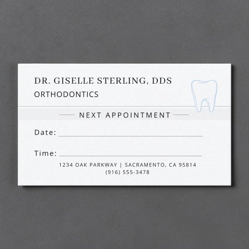 Orthodontics Dentist Tooth Appointment Card