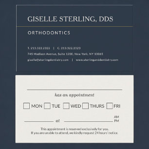 Orthodontics Dentistry Office Appointment Reminder Business Card