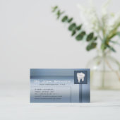 Orthodontist Blue Metal Business Card (Standing Front)