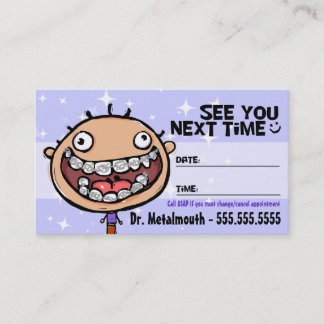 Orthodontist.Braces.Dental.Appointment Reminder Appointment Card