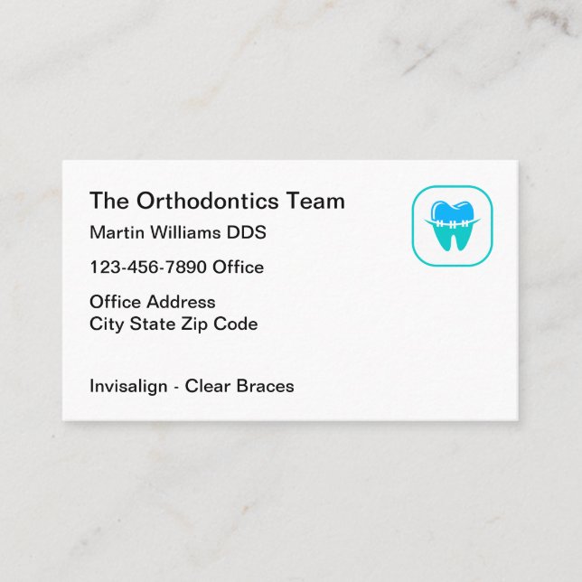 Orthodontist Braces Theme Logo Business Cards (Front)