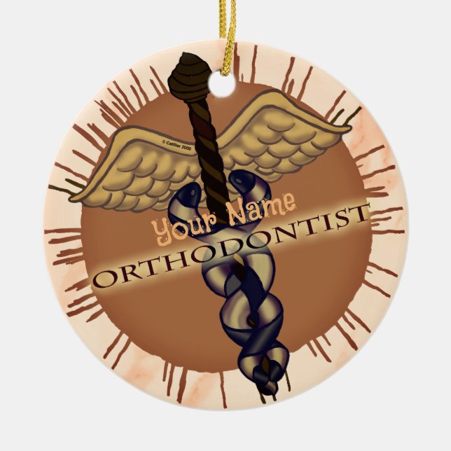Orthodontist Caduceus Ceramic Ornament (Front)