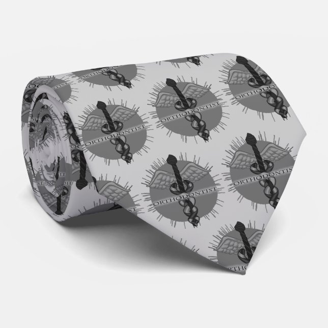 Orthodontist caduceus  neck tie (Rolled)