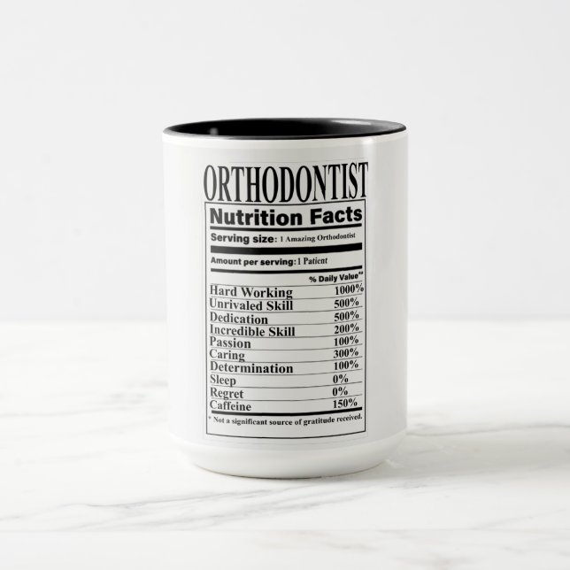 Orthodontist Nutrition Facts Mug (Center)