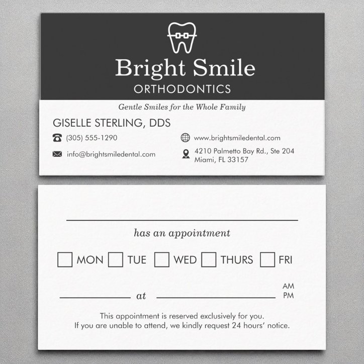 Orthodontist Office Braces Appointment Reminder Business Card