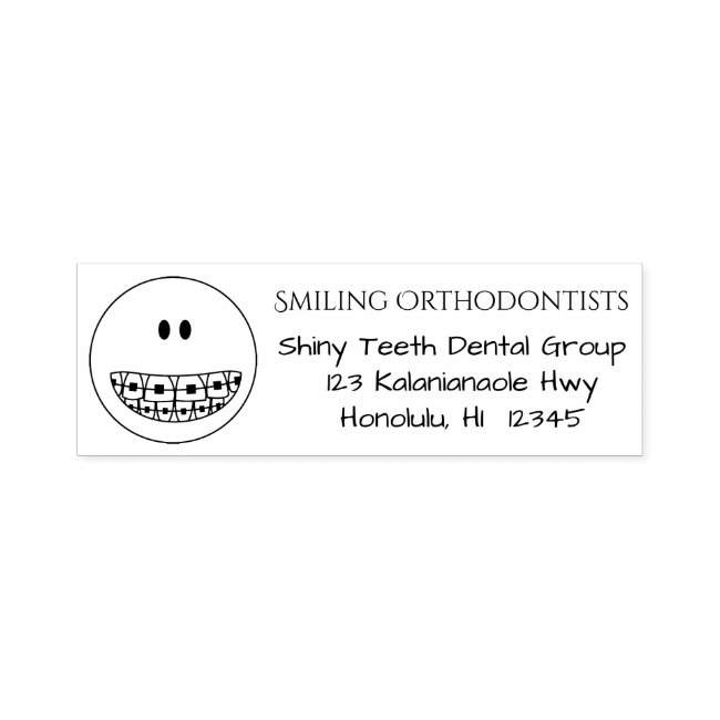 Orthodontist Return Address Stamp Braces