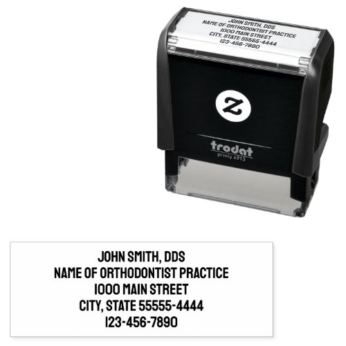 Orthodontist's Name Practice Phone Return Address Self-inking Stamp