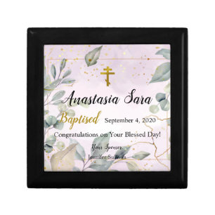 Orthodox Baptism Elegant Leaves Jewelry Box