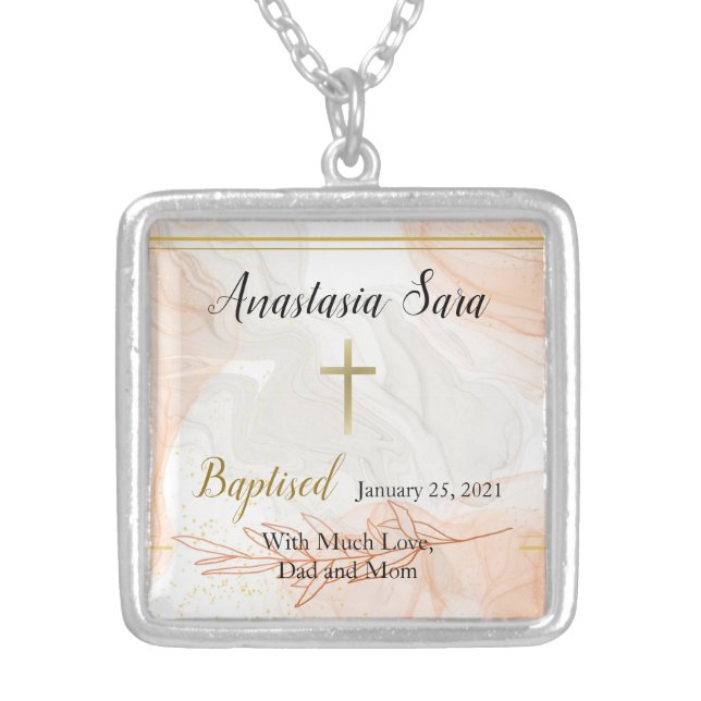 Orthodox Baptism Necklace Personalize Gift (Front)