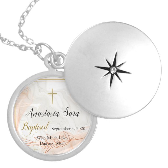 Orthodox Baptism Personalized Locket Necklace (Front)