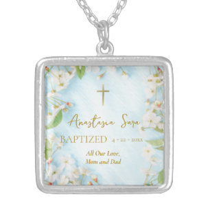 Orthodox Christian Baptism Illumination Silver Plated Necklace