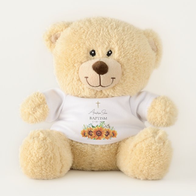 Orthodox Christian Baptism Teddy Bear Sunflowers (Front)