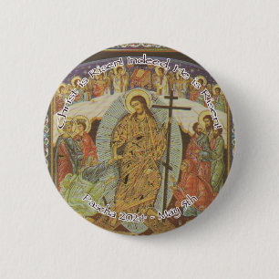 Orthodox Christian Christ is Risen English 2024 Button
