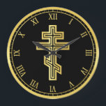 Orthodox Christian Cross Large Clock<br><div class="desc">Christ Pantocrator Orthodox Icon The Face Of Holy Christ Icon</div>