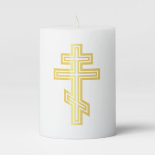 Orthodox Christian Cross Pillar Candle