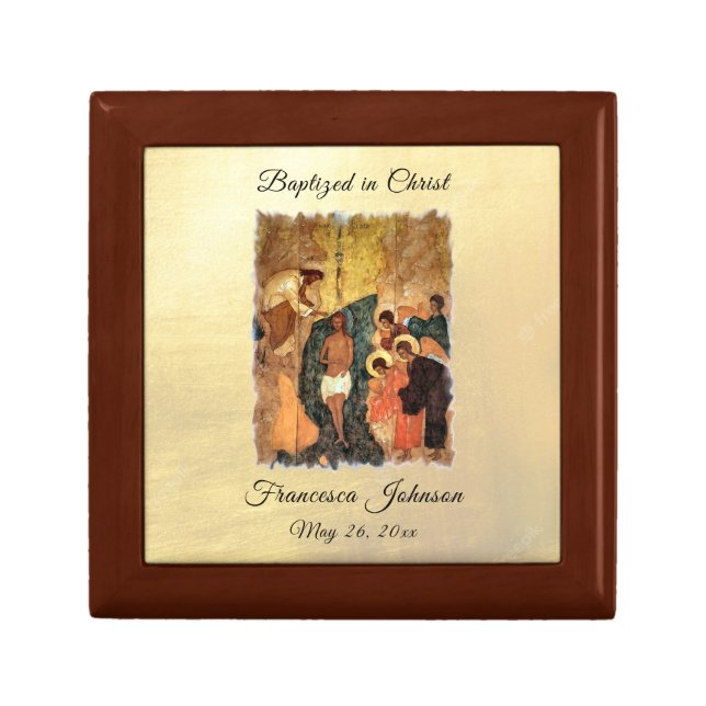Orthodox Christian Jesus Baptism Keepsake Gift Box (Front)