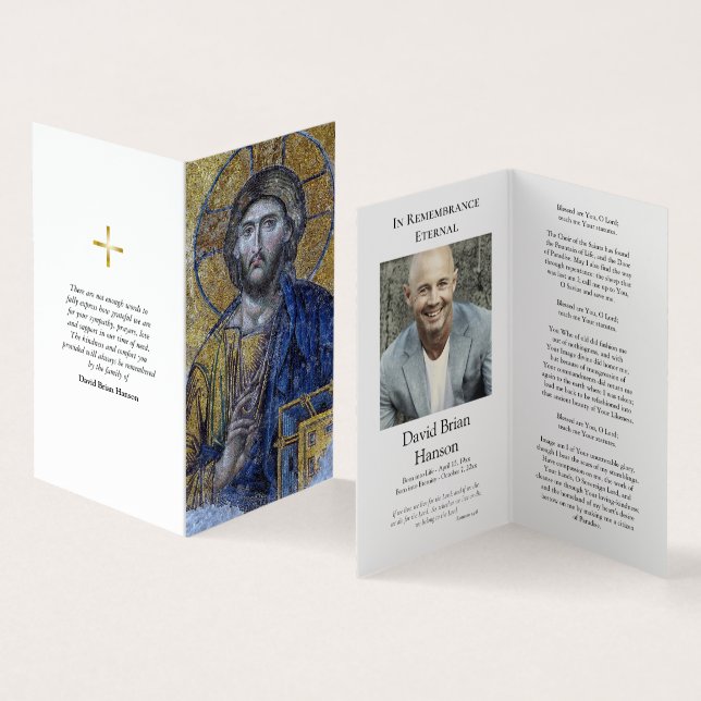 Orthodox Christian Photo Memorial Thank You  Business Card (Inside and Outside)