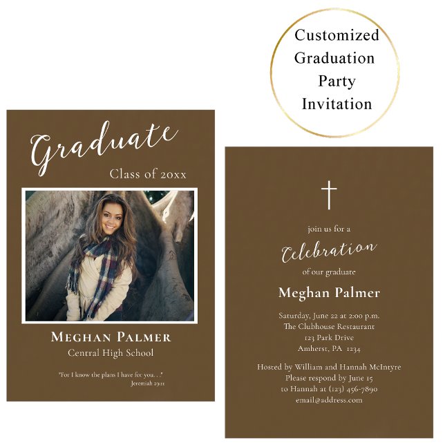 Orthodox Christian Simple Rustic Graduation Party  Invitation (Creator Uploaded)