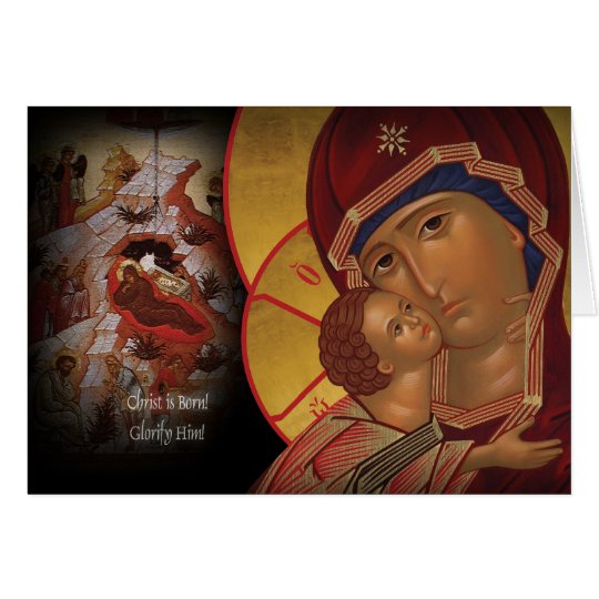 Orthodox Christmas Card Theotokos icon of Vladimir