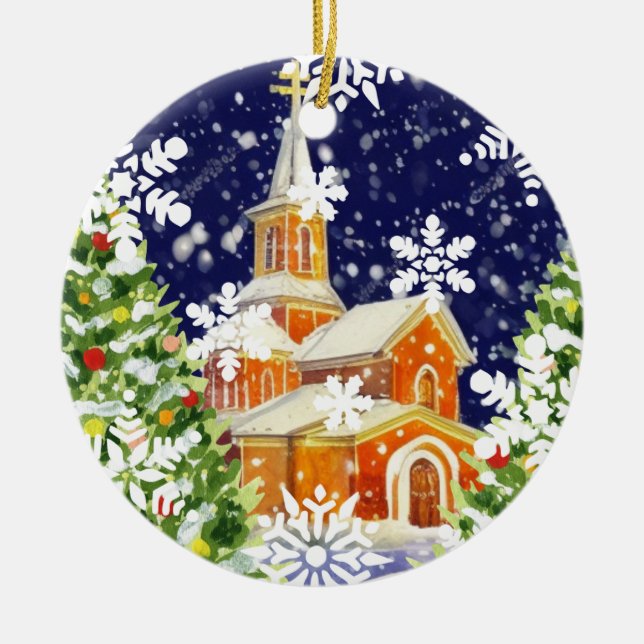 Orthodox Christmas Ceramic Ornament (Front)