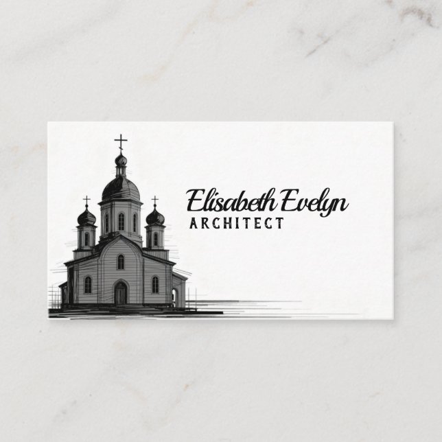 Orthodox Church Sketch on White Background Business Card (Front)