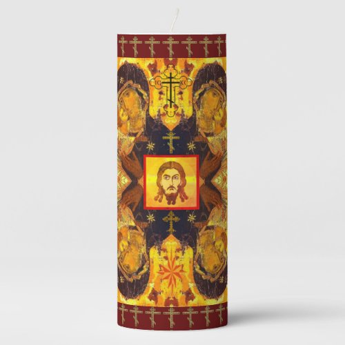 Orthodox Cross and Icon Pillar Candle