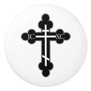 Orthodox cross ceramic knob