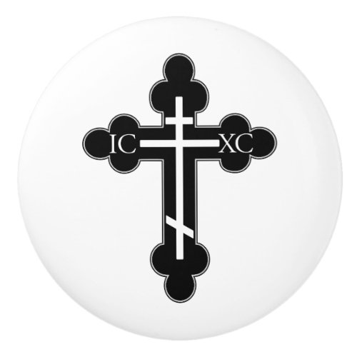 Orthodox cross ceramic knob