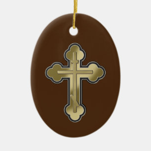 Orthodox cross ceramic ornament
