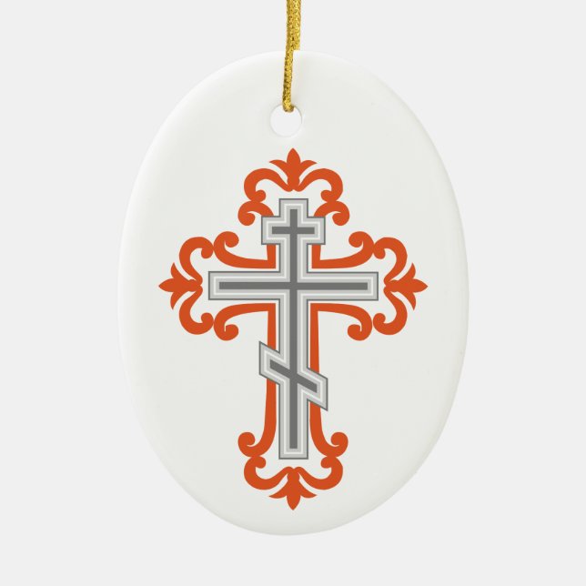 Orthodox cross ceramic ornament (Front)