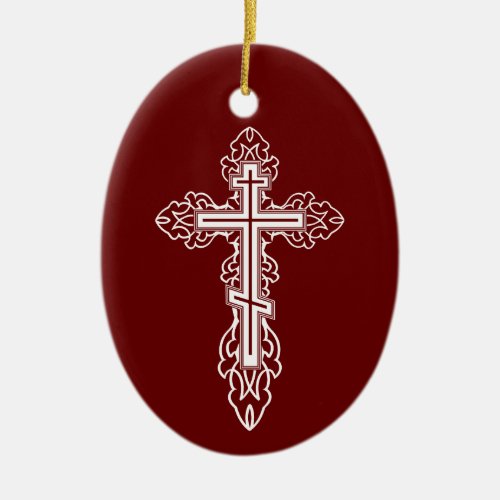 Orthodox cross ceramic ornament