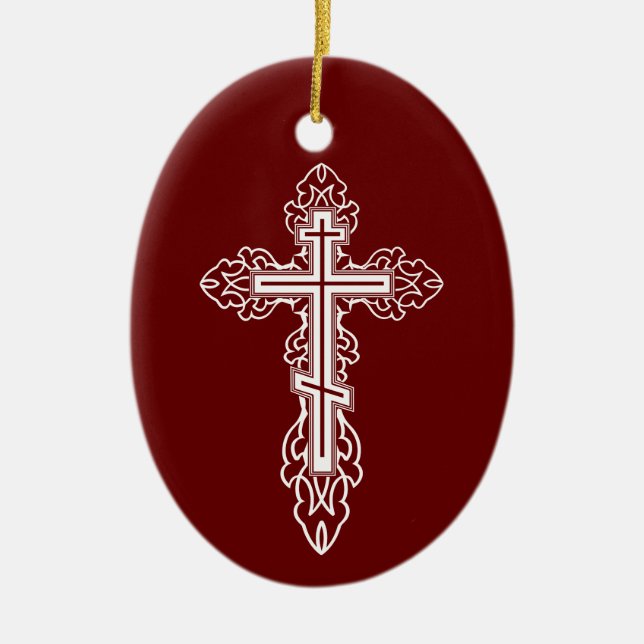Orthodox cross ceramic ornament (Front)