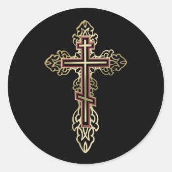 Orthodox Cross Classic Round Sticker by igorsin at Zazzle