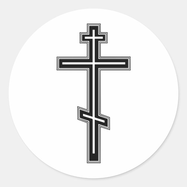 Orthodox cross classic round sticker (Front)
