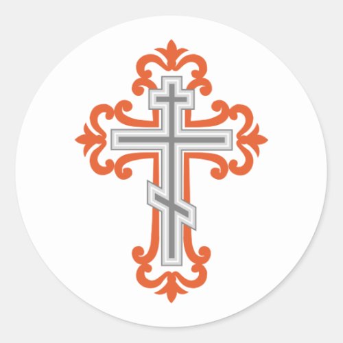 Orthodox cross classic round sticker